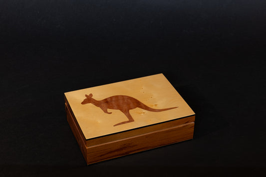 Huon Pine with inlayed Myrtle Kangaroo