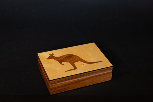 Huon Pine with inlayed Blackwood Kangaroo