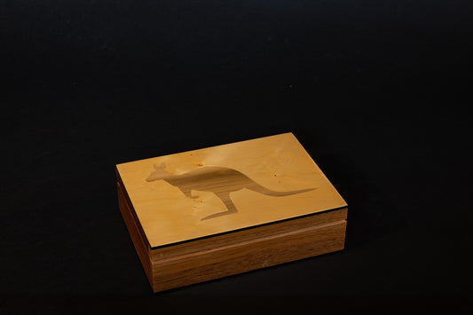 Huon Pine with inlayed Sassafras Kangaroo