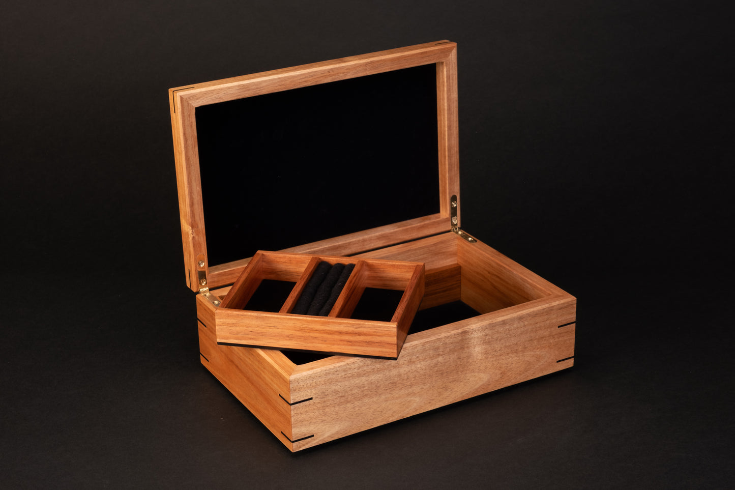 Step Lid Box - Quilted Blackwood- With insert tray