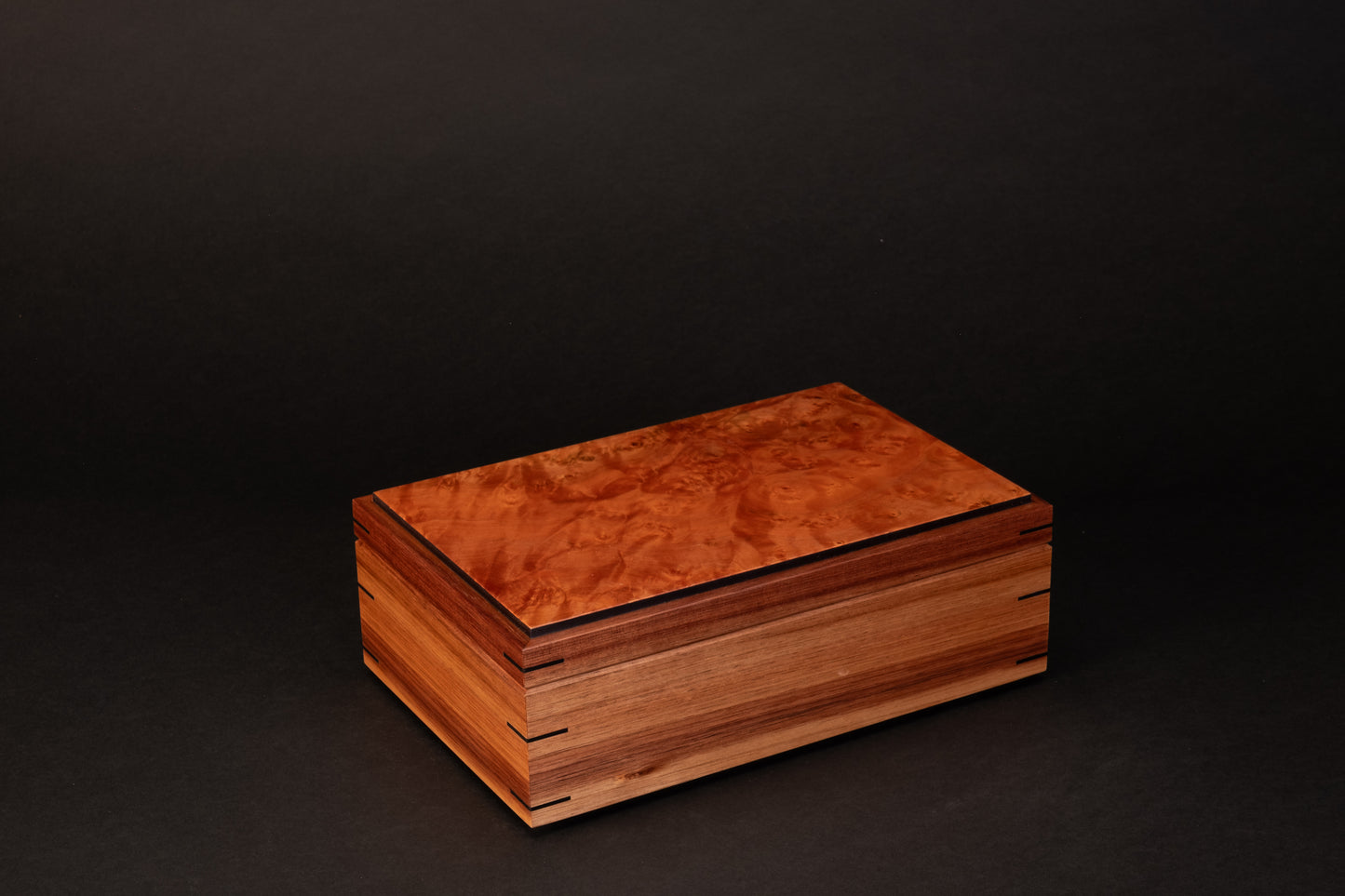 Step Lid Box - Burl Myrtle - (No insert Tray)