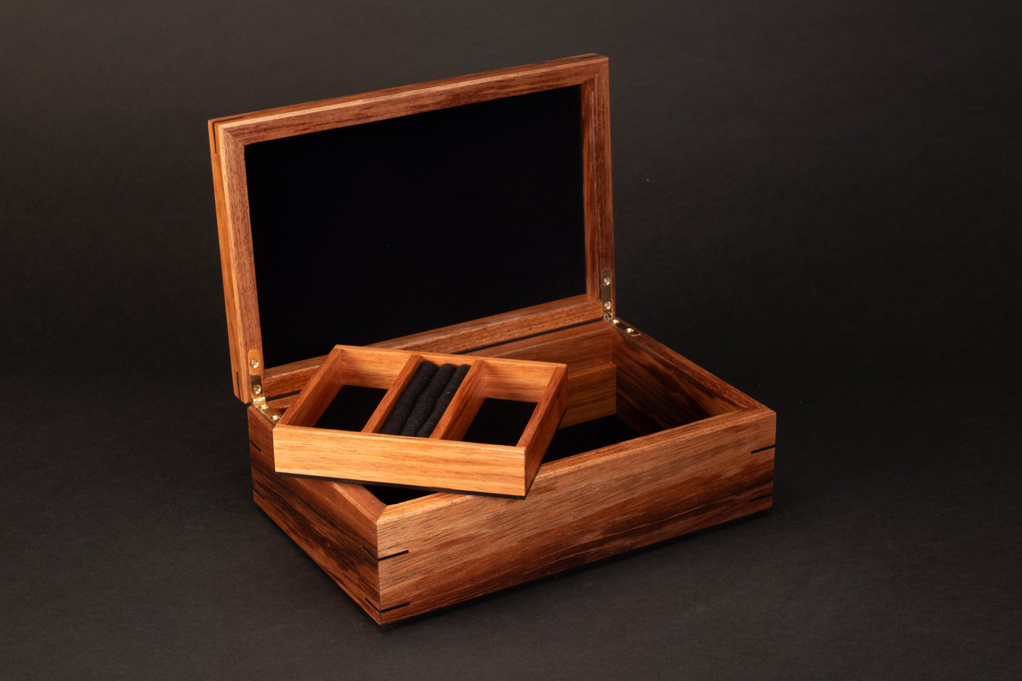 Step Lid Box - Fiddleback Blackwood- With insert tray