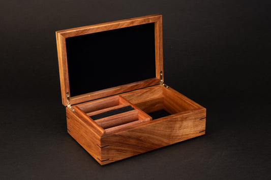 Step Lid Box - Queensland Walnut - With insert tray