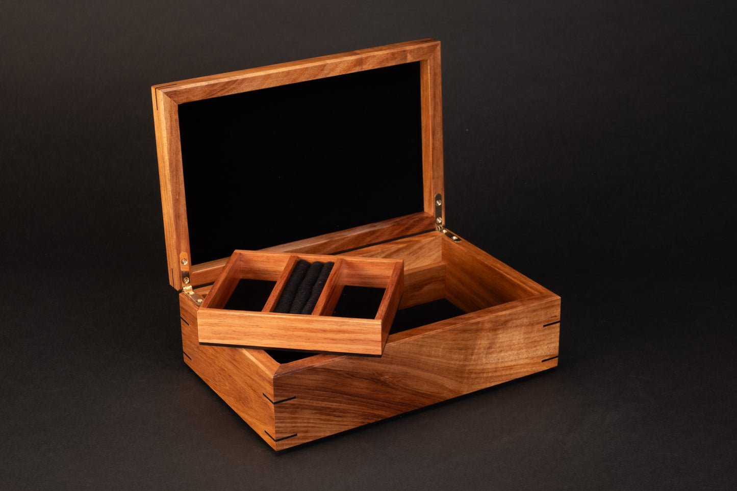 Step Lid Box - Queensland Walnut - With insert tray