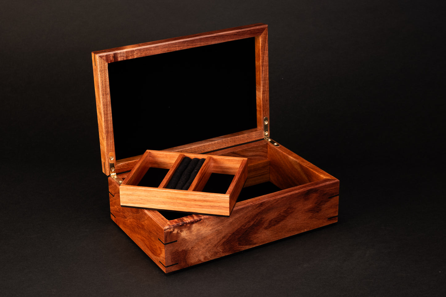 Step Lid Box - Burl Myrtle - With insert tray