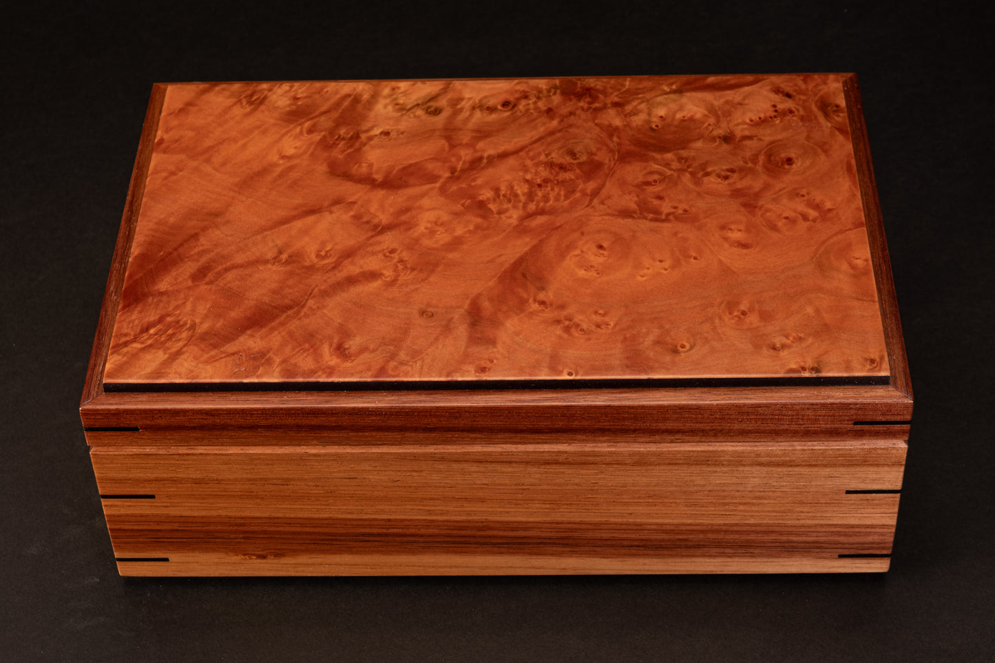 Step Lid Box - Burl Myrtle - With insert tray