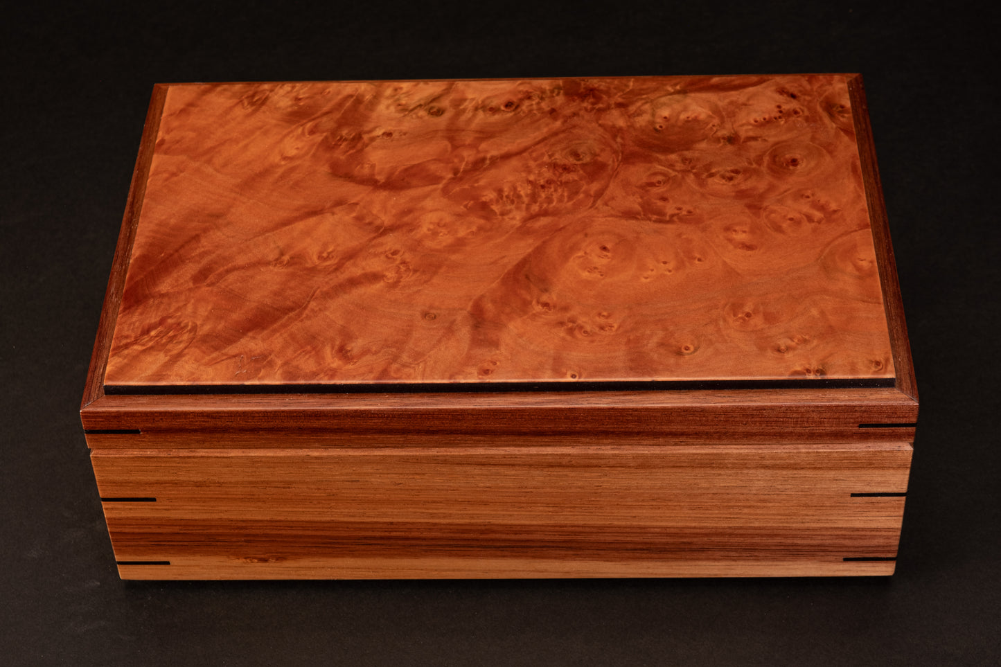 Step Lid Box - Burl Myrtle - (No insert Tray)