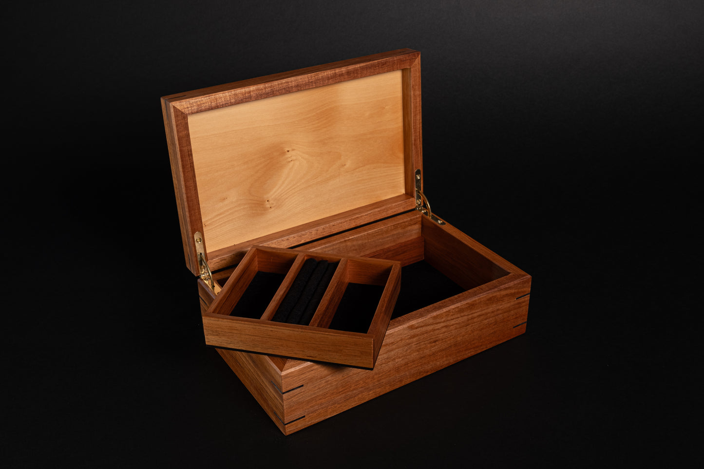 Classic Box with Tray -  Blackwood with Birdseye Huon Pine