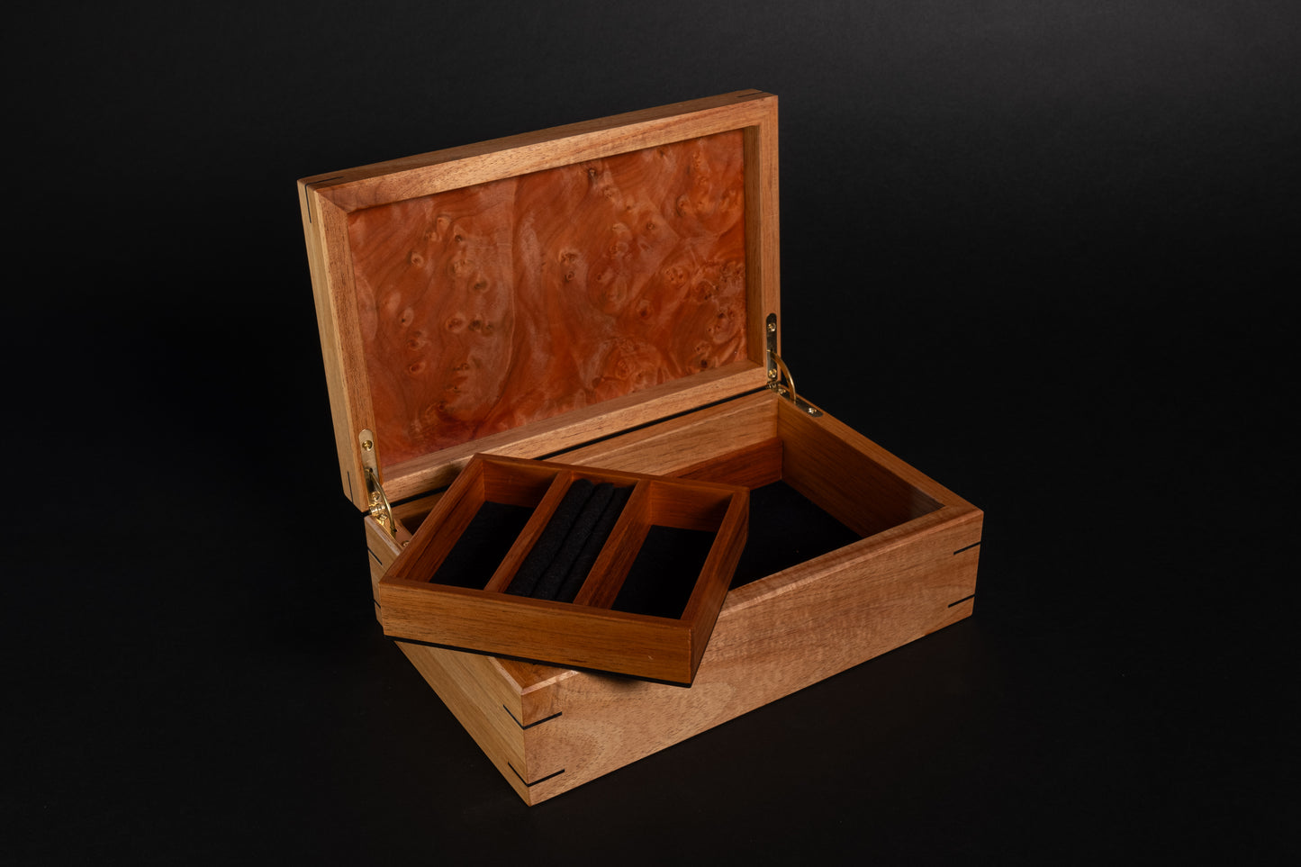Classic Box with Tray -  Blackwood with Myrtle Burl