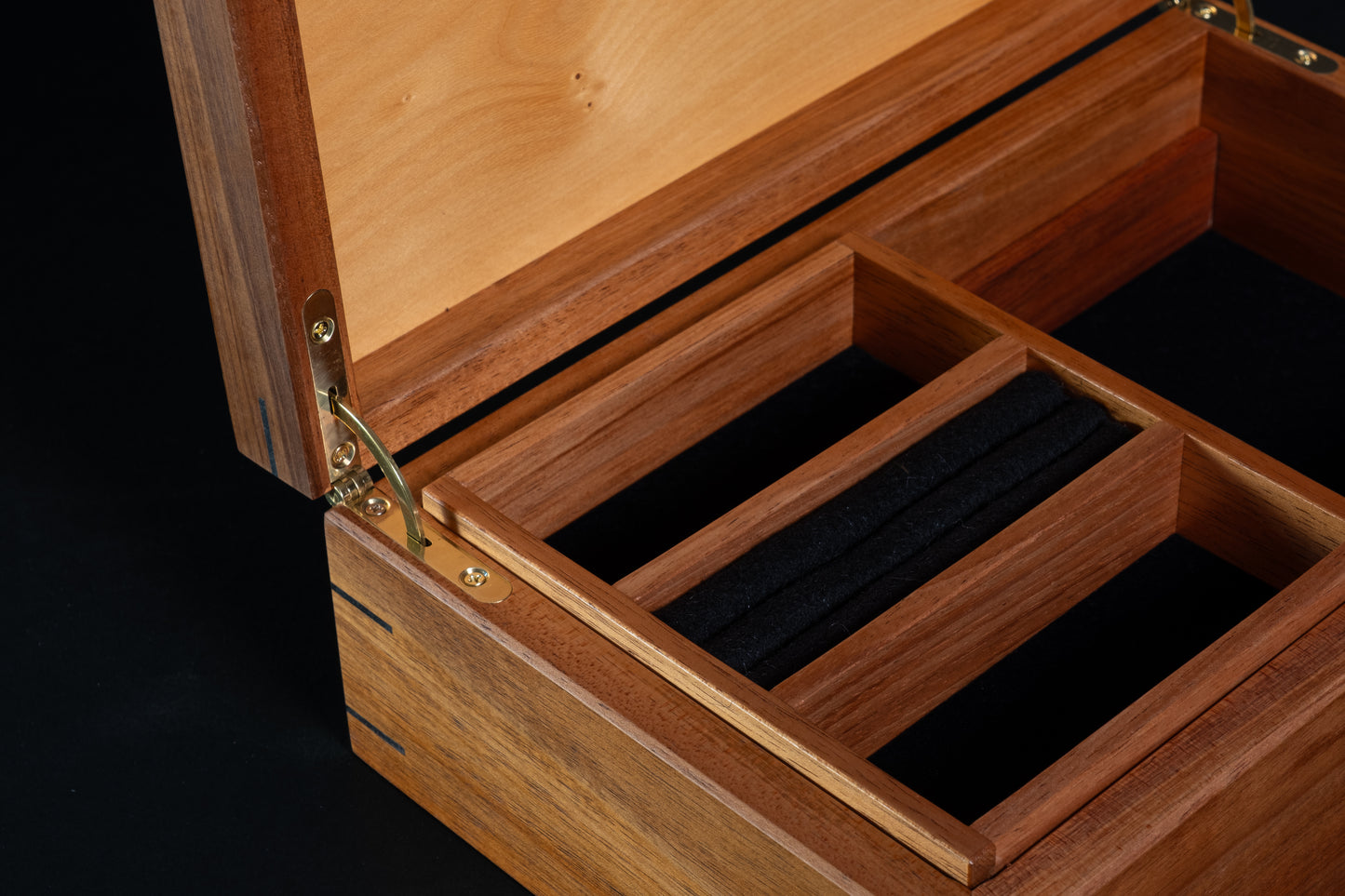 Classic Box with Tray -  Blackwood with Birdseye Huon Pine