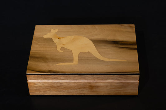 Sassafras with inlayed Huon Pine Kangaroo
