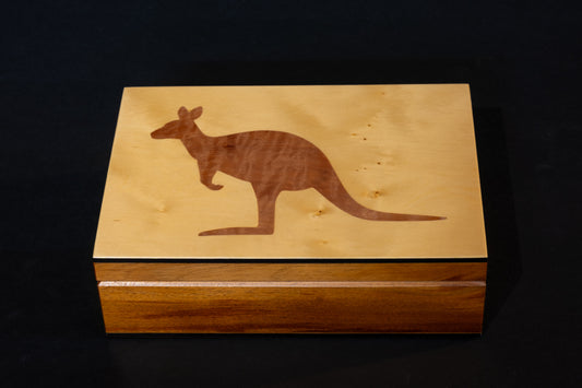 Huon Pine with inlayed Myrtle Kangaroo