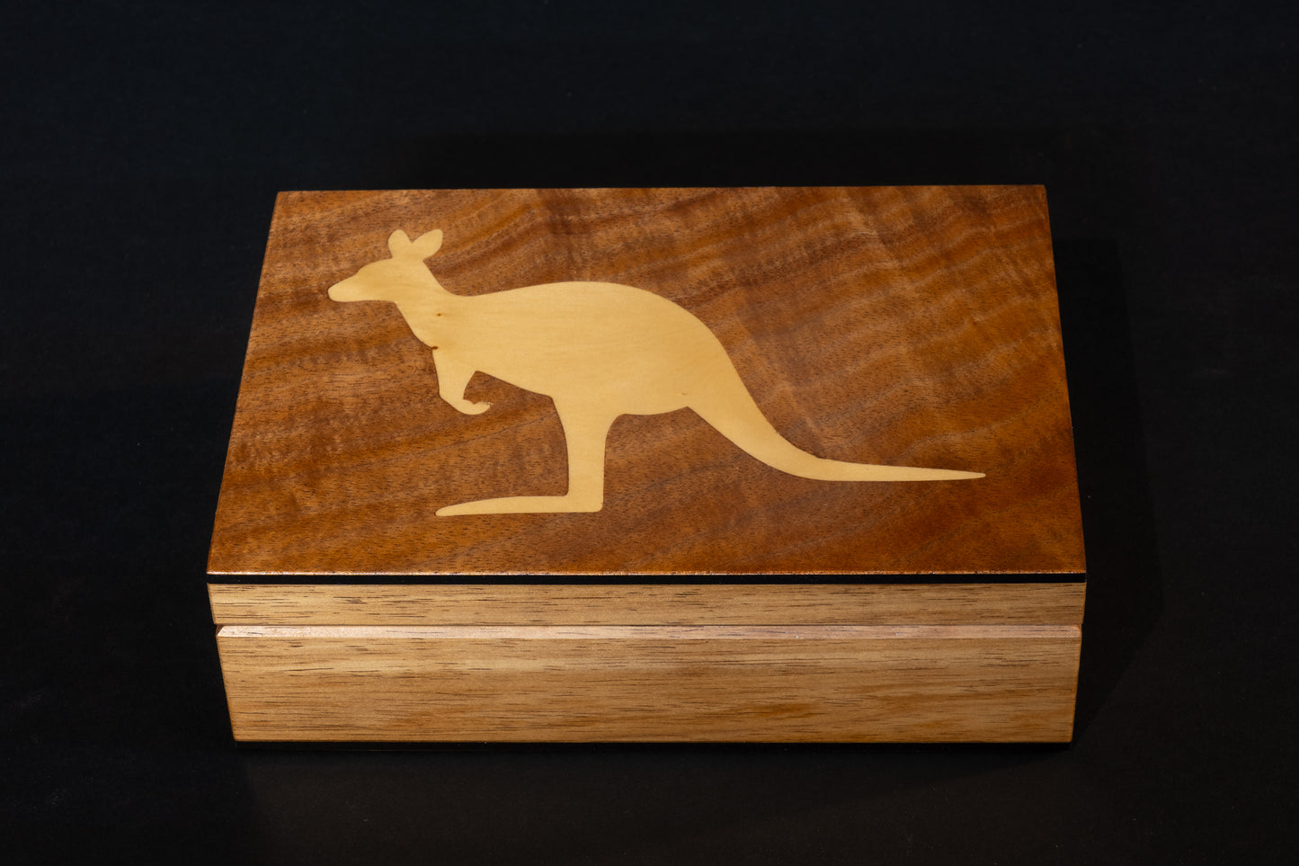 Blackwood with inlayed Huon Pine Kangaroo