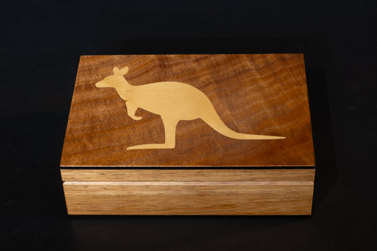Blackwood with inlayed Huon Pine Kangaroo