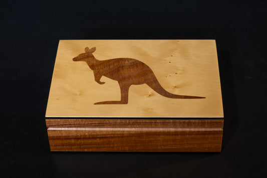 Huon Pine with inlayed Blackwood Kangaroo