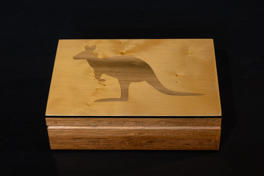 Huon Pine with inlayed Sassafras Kangaroo